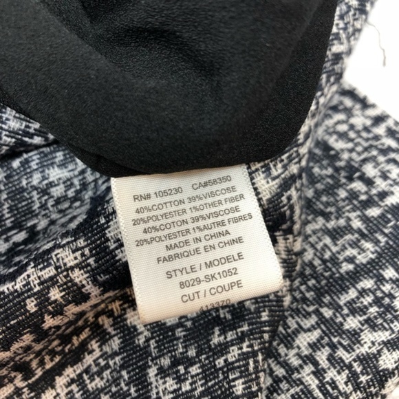 Joie Black and White Cotton Blend Sheath Skirt - Picture 4 of 7